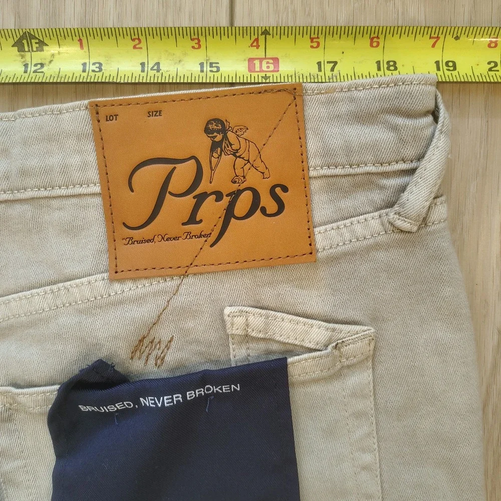 PRPS Goods & Co‎ Le Sabre Slim Straight Fit Jeans Tan Khaki Mens 38 NWT